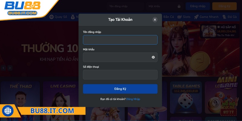 Tạo tài khoản nhanh không cần email BU88 siêu dễ, siêu tốc Tạo tài khoản nhanh không cần email BU88 là giải pháp tối ưu