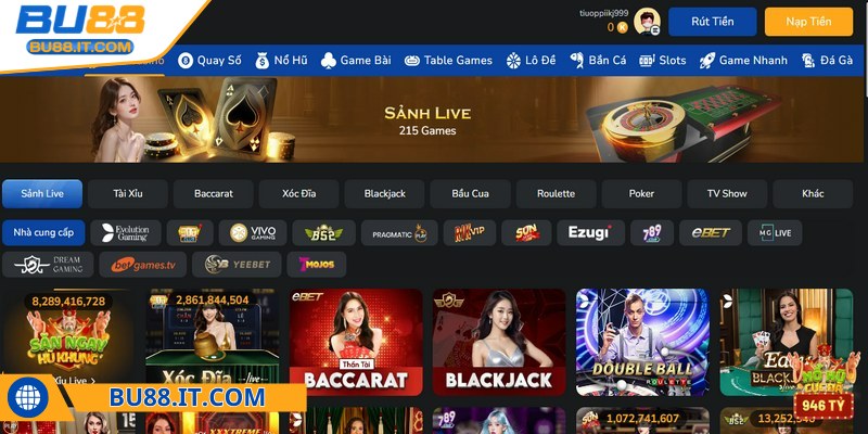 Trải nghiệm baccarat live cực kỳ chân thực BU88 dành cho bạn Bạn chỉ cần nạp tiền, sau đó chọn siêu phẩm để cược